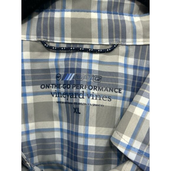 Vineyard Vines Men's Button Down Shirt XL Blue Plaid On-The-Go Performance OTG - Picture 4 of 7